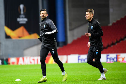 Behrang Safari and Markus Rosenberg of Malmö FF