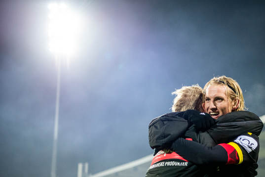 Erlend Segberg of Start celebrates