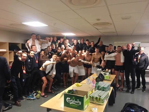 In this handout picture from Malmö FF the players of