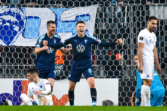 Markus Rosenberg and Arnor Traustason of Malmö FF