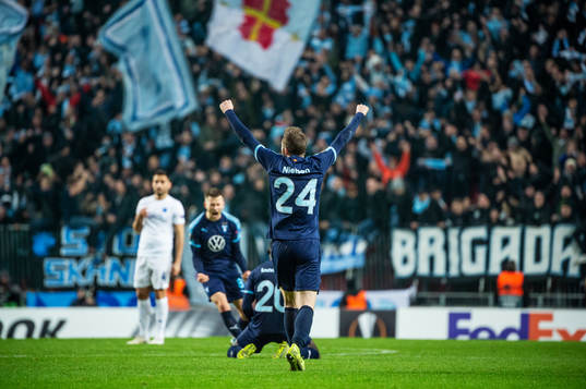 Lasse Nielsen of Malmö FF celebrate