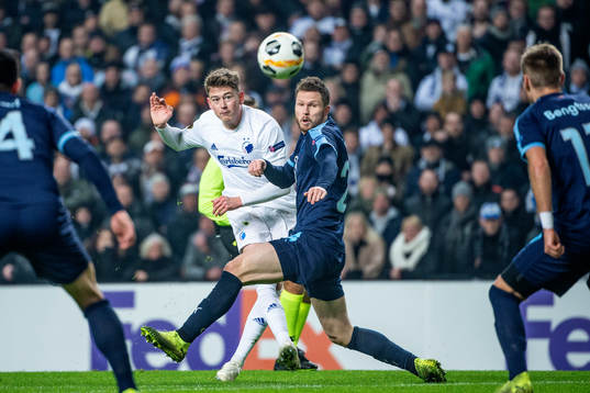 Nicolaj Thomsen of FC Köpenhamn and Lasse Nielsen of