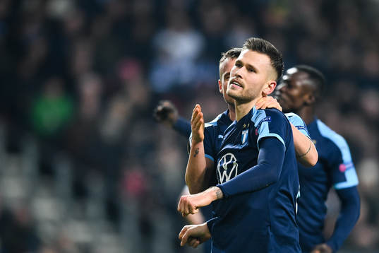 Arnor Traustason of Malmö FF celebrates the 0-1 goal