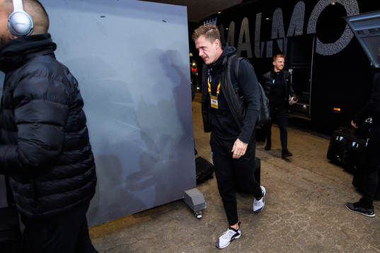 Goalkeeper Johan Dahlin of Malmö FF arrives prior to the