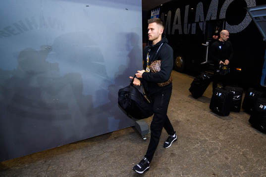 Arnor Traustason of Malmö FF arrives prior to the Europa