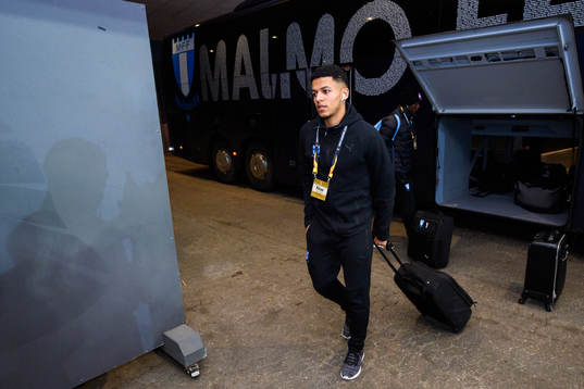 Romain Gall of Malmö FF arrives prior to the Europa League