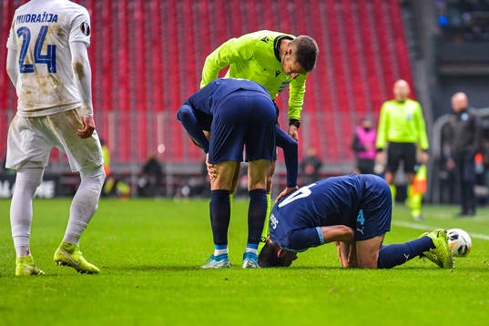 Behrang Safari of Malmö FF in pain