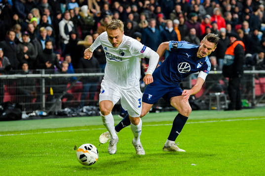Pierre Bengtsson of FC Köpenhamn and Markus Rosenberg of
