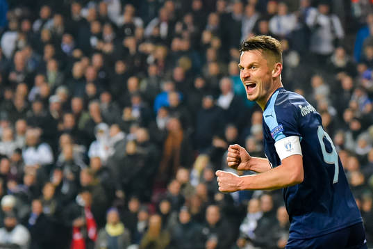 Markus Rosenberg of Malmö FF celebrates the 0-1 goal by