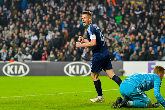 Markus Rosenberg of Malmö FF celebrates the 0-1 goal by