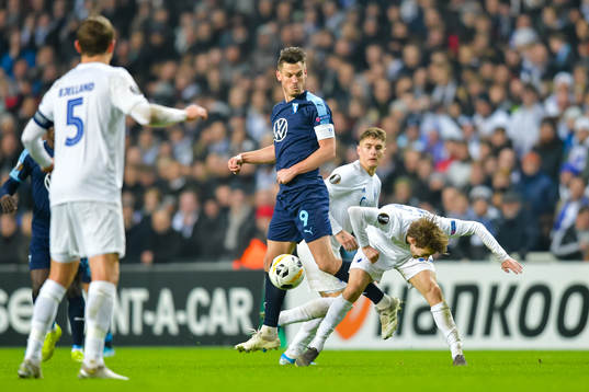 Markus Rosenberg of Malmö FF and Rasmus Falk of FC