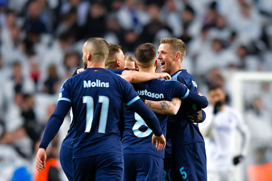 Sören Rieks of Malmö FF celebrates with team-mates