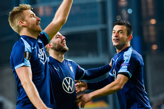 Rasmus Bengtsson, Behrang Safari and Erdal Rakip of Malmö