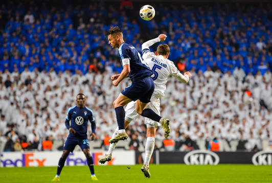 Markus Rosenberg of Malmö FF and Andreas Bjelland of FC