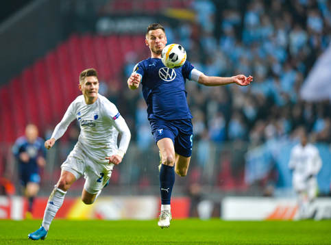 Guillermo Varela of FC Köpenhamn and Markus Rosenberg of