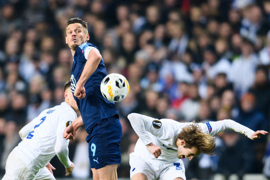 Markus Rosenberg of Malmö FF and Rasmus Falk of FC
