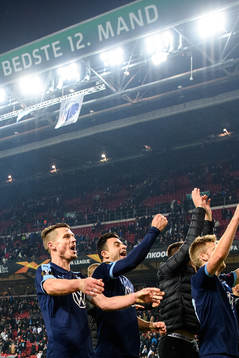 Markus Rosenberg and Behrang Safari of Malmö FF celebrate