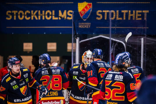 Djurgårdens spelare jublar med målvakt Karri Rämö
