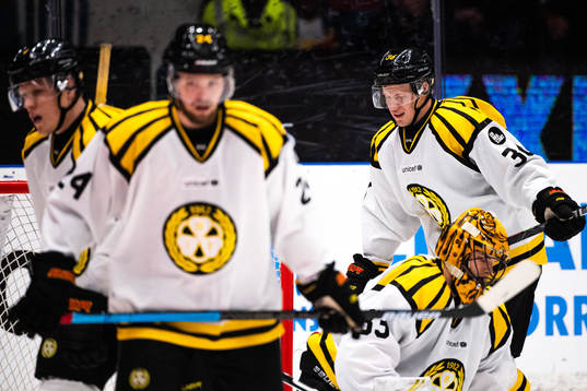 Brynäs Emil Molin , Linus Ölund och målvakt Samuel