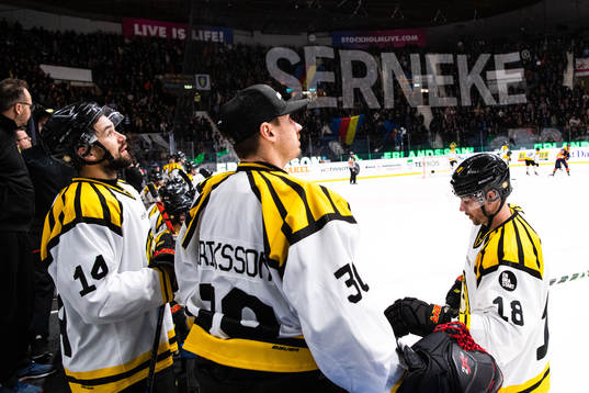 Brynäs Johan Alcén , målvakt Joacim Eriksson och Anton