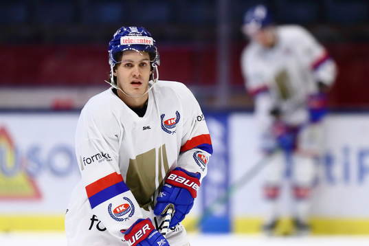 Oskarshamns Tyler Kelleher innan ishockeymatchen i SHL