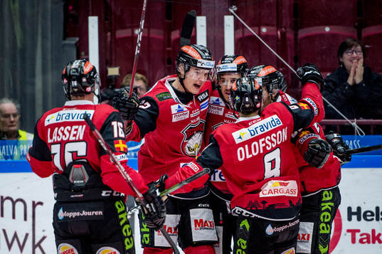 Malmö Redhawks spelare jublar