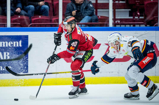 Malmö Redhawks Jesper Jensen mot Djurgårdens Kalle Östman