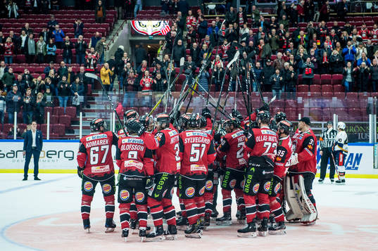 Malmö Redhawks spelare jublar
