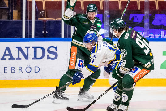 Färjestads Jonathon Blum och Leksands Oskar Lang