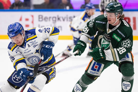 Leksands Patrik Zackrisson och Färjestads Linus Arnesson