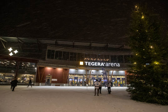 Tegera Arena innan ishockeymatchen i SHL mellan Leksand och