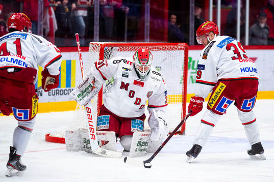 Modos målvakt Linus Lundin och Tobias Enström