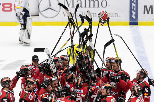 Malmö Redhawks spelare jublar