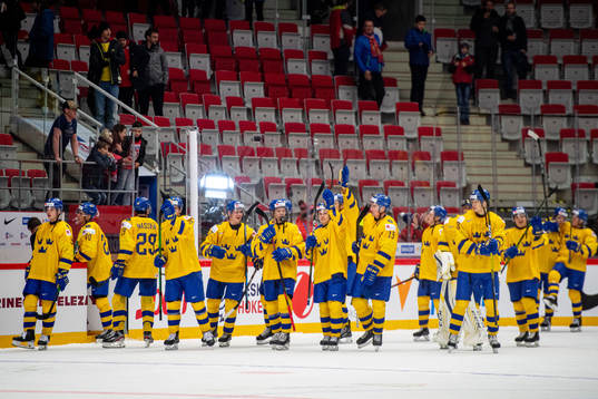 Players of Sweden celebrate