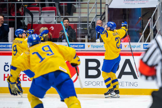 Nils Höglander of Sweden celebrates