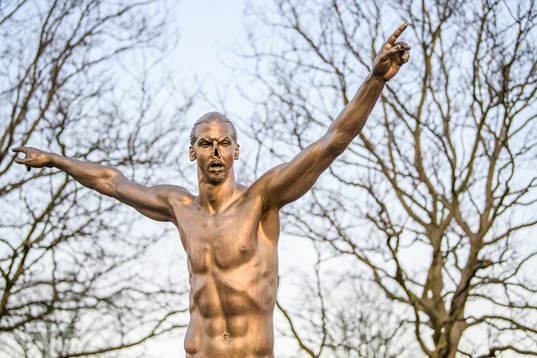 The statue of Zlatan Ibrahimovic has been vandalized,