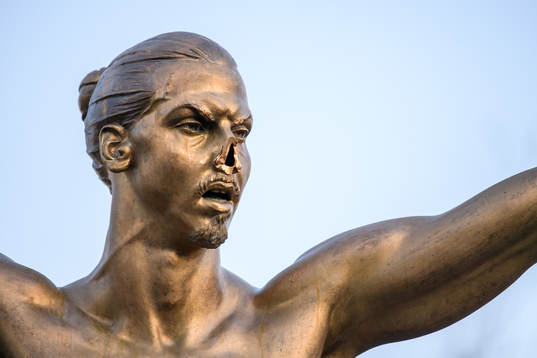 The statue of Zlatan Ibrahimovic has been vandalized,