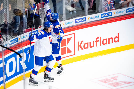 Daniel Vladimir Tkac of Slovakia celebrates the 2-1 goal