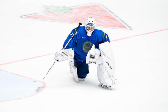 Goalkeeper Vladislav Nurek of Kazakhstan looks dejected