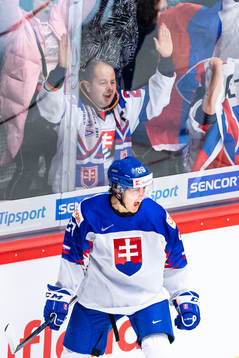 Daniel Vladimir Tkac of Slovakia celebrates the 2-1 goal