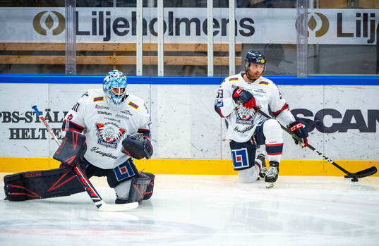 Linköpings målvakt Jonas Gustavsson och Eddie Larsson