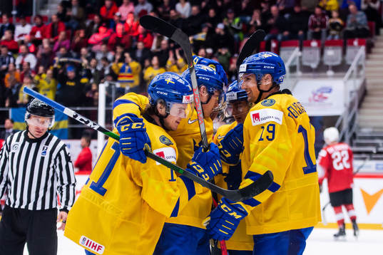 Samuel Fagemo and David Gustafsson of Sweden celebrate