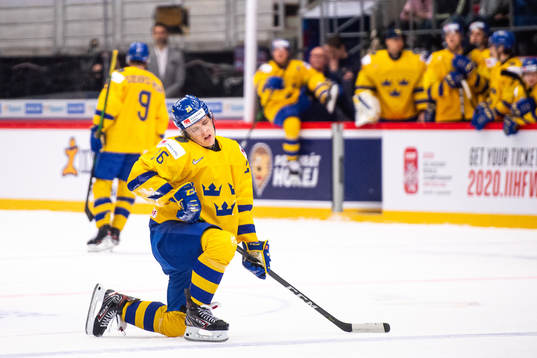 Jonatan Berggren of Sweden in pain