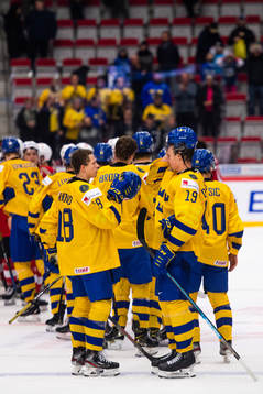 Lucas Raymond and David Gustafsson of Sweden celebrate