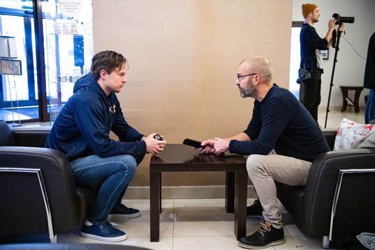 Goalkeeper Hugo Alnefelt of Sweden is interviewed by by
