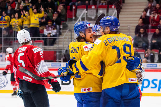 Samuel Fagemo of Sweden celebrates the 0-2 goal