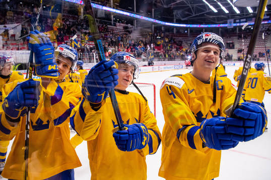 Philip Broberg, Nils Lundkvist and Adam Ginning of Sweden