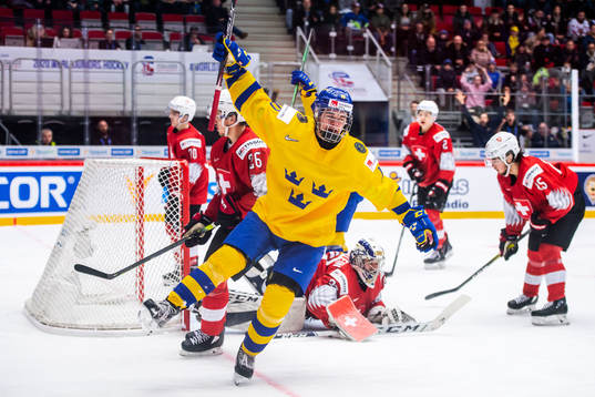Alexander Holtz of Sweden celebrates