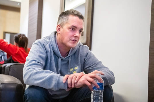 Tomas Montén, Head coach of Sweden is interviewed by the