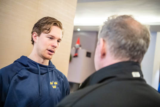 Goalkeeper Hugo Alnefelt of Sweden is interviewed by the